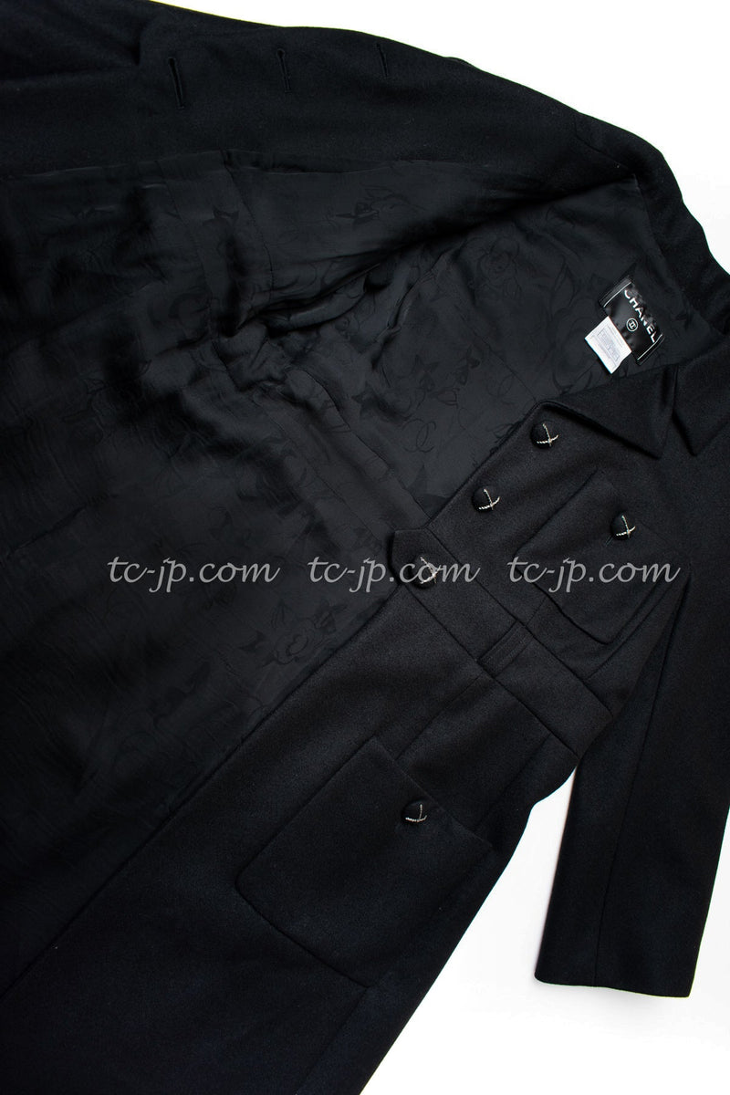 CHANEL 07A Black Wool Belt Coat 42 シャネル ブラック ウール ベルト付 コート 即発