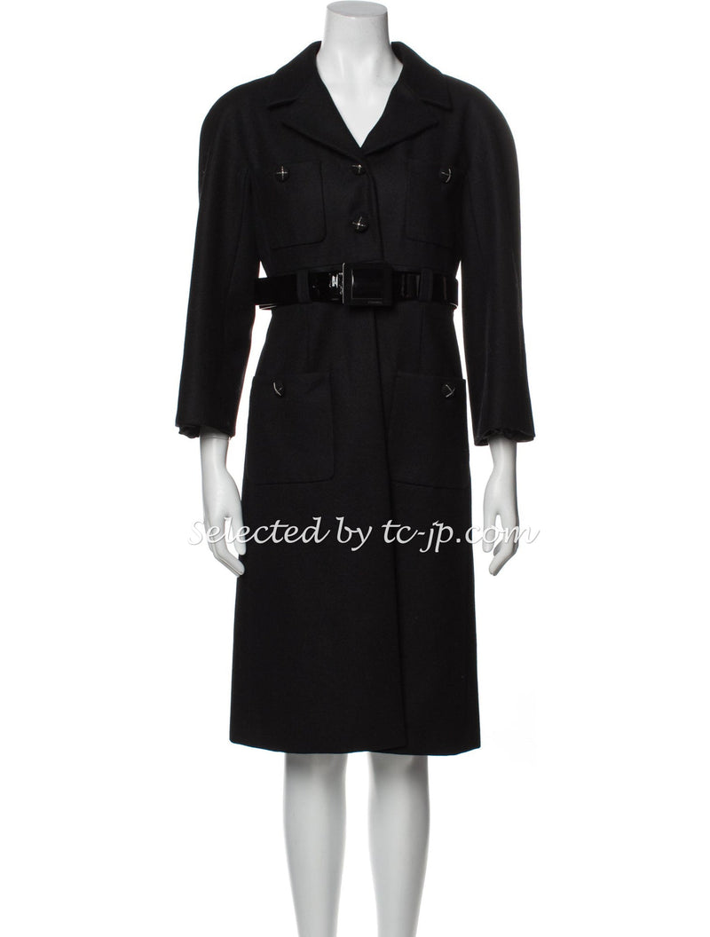 CHANEL 07A Black Wool Belt Coat 42 シャネル ブラック ウール ベルト付 コート 即発
