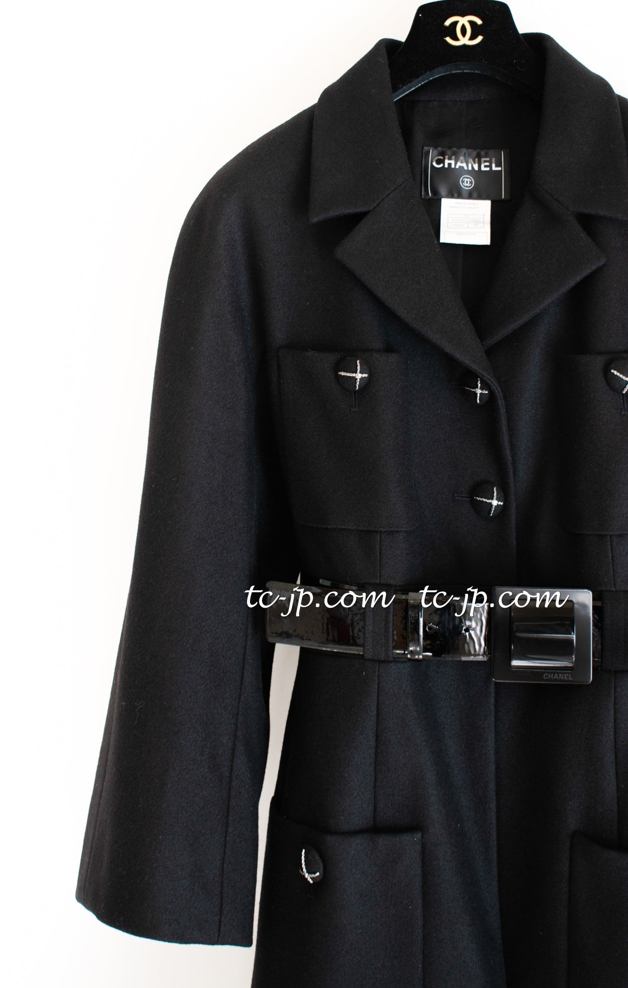 CHANEL 07A Black Wool Belt Coat 42 シャネル ブラック ウール ベルト付 コート 即発