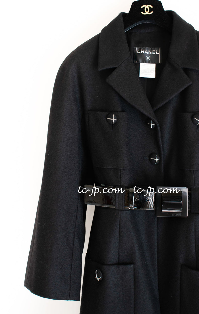 CHANEL 07A Black Wool Belt Coat 42 シャネル ブラック ウール ベルト付 コート 即発
