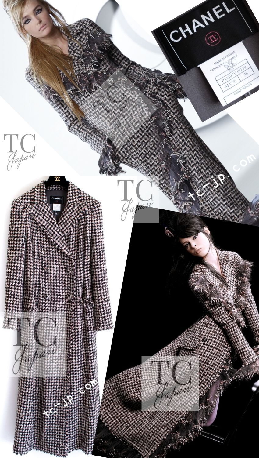 CHANEL 08PF $14K Pink Wool Demi Couture Tweed Coat 38 シャネル ピンク ウール デミ クチュール ツイード ロング コート 即発