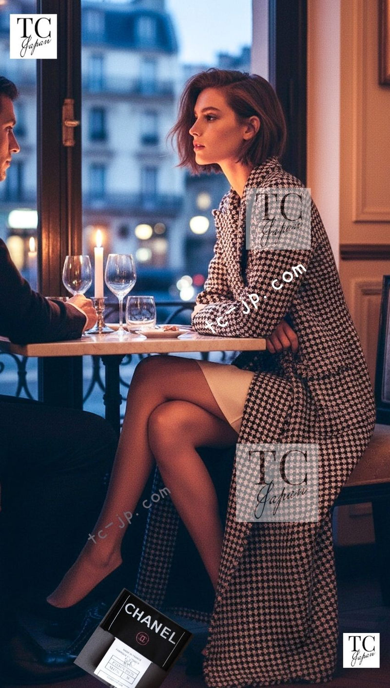 CHANEL 08PF $14K Pink Wool Demi Couture Tweed Coat 38 シャネル ピンク ウール デミ クチュール ツイード ロング コート 即発