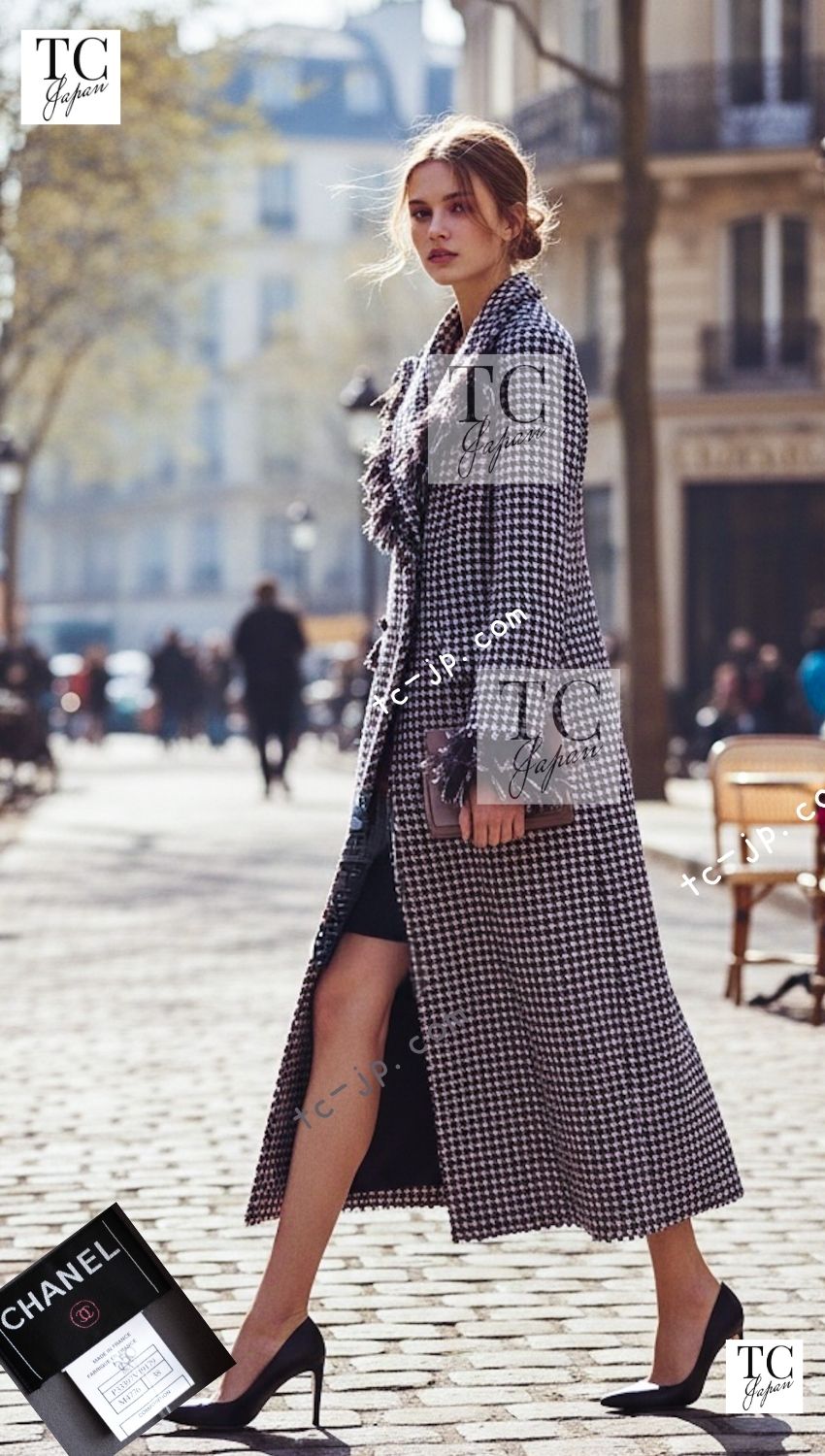 CHANEL 08PF $14K Pink Wool Demi Couture Tweed Coat 38 シャネル ピンク ウール デミ クチュール ツイード ロング コート 即発