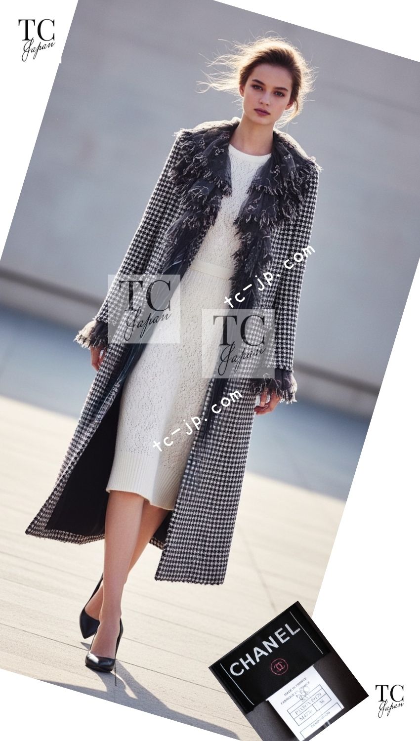 CHANEL 08PF $14K Pink Wool Demi Couture Tweed Coat 38 シャネル ピンク ウール デミ クチュール ツイード ロング コート 即発
