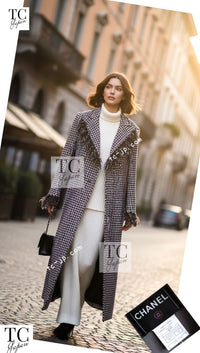 CHANEL 08PF $14K Pink Wool Demi Couture Tweed Coat 38 シャネル ピンク ウール デミ クチュール ツイード ロング コート 即発