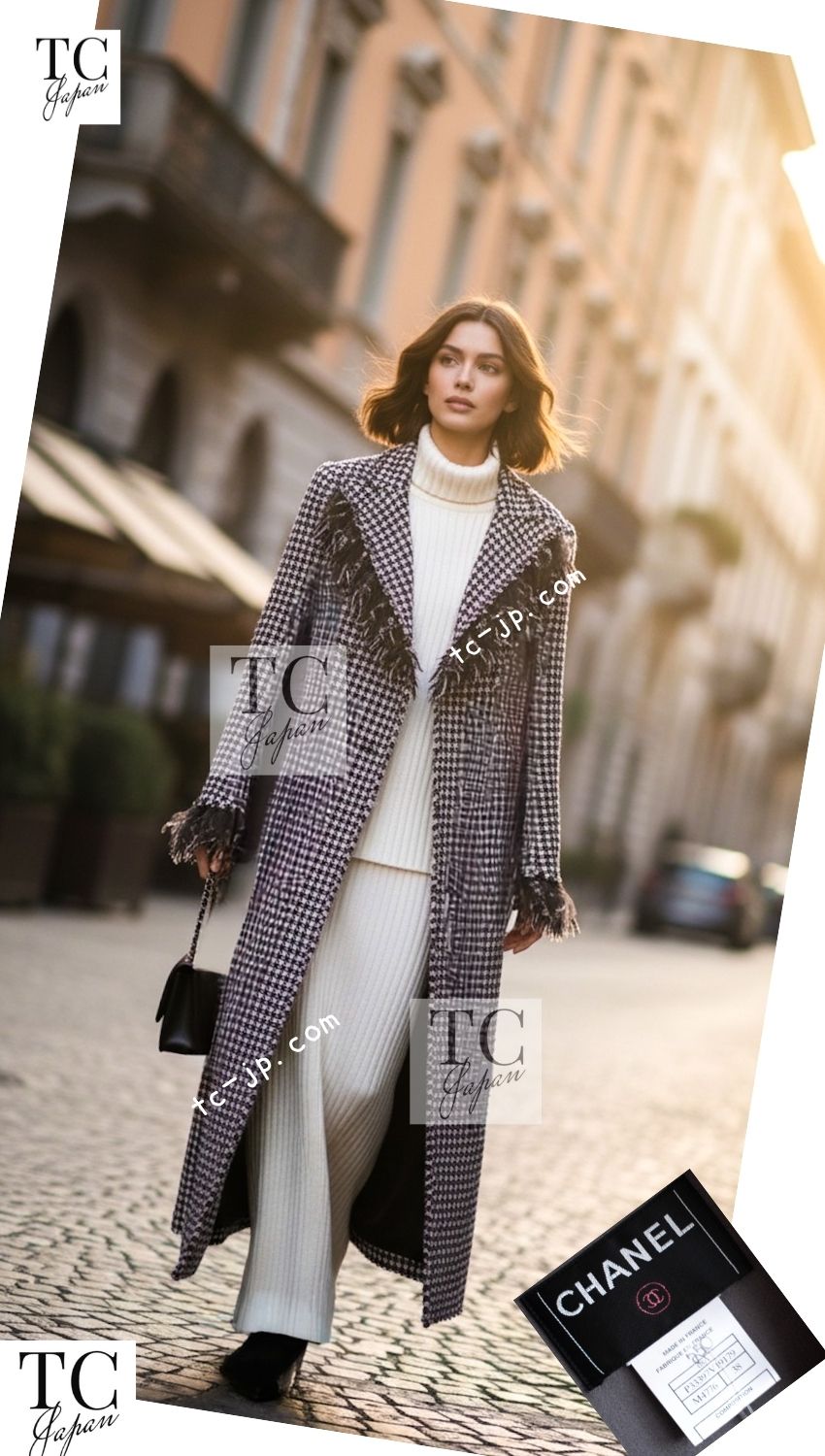 CHANEL 08PF $14K Pink Wool Demi Couture Tweed Coat 38 シャネル ピンク ウール デミ クチュール ツイード ロング コート 即発