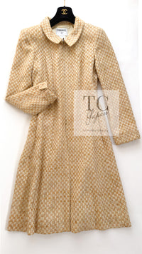 CHANEL 01C Honey Marigold Beige Zipper Cotton Tweed Coat 42 シャネル ハニー マリー ゴールド ベージュコットン ジッパー ツイード コート 即発