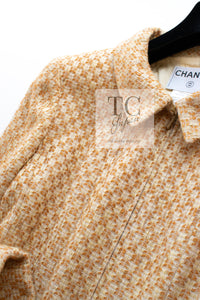 CHANEL 01C Honey Marigold Beige Zipper Cotton Tweed Coat 42 シャネル ハニー マリー ゴールド ベージュコットン ジッパー ツイード コート 即発