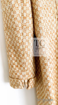 CHANEL 01C Honey Marigold Beige Zipper Cotton Tweed Coat 42 シャネル ハニー マリー ゴールド ベージュコットン ジッパー ツイード コート 即発