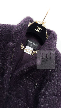 CHANEL 14A Bordeaux Wine Dark Purpke Zip up Alpaca Puffer Coat 36 シャネル ボルドーワイン ダークパープル アルパカ コットン ジッパー 中綿 コート 即発