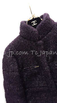 CHANEL 14A Bordeaux Wine Dark Purpke Zip up Alpaca Puffer Coat 36 シャネル ボルドーワイン ダークパープル アルパカ コットン ジッパー中綿コート 即発
