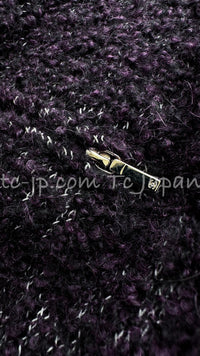 CHANEL 14A Bordeaux Wine Dark Purpke Zip up Alpaca Puffer Coat 36 シャネル ボルドーワイン ダークパープル アルパカ コットン ジッパー中綿コート 即発