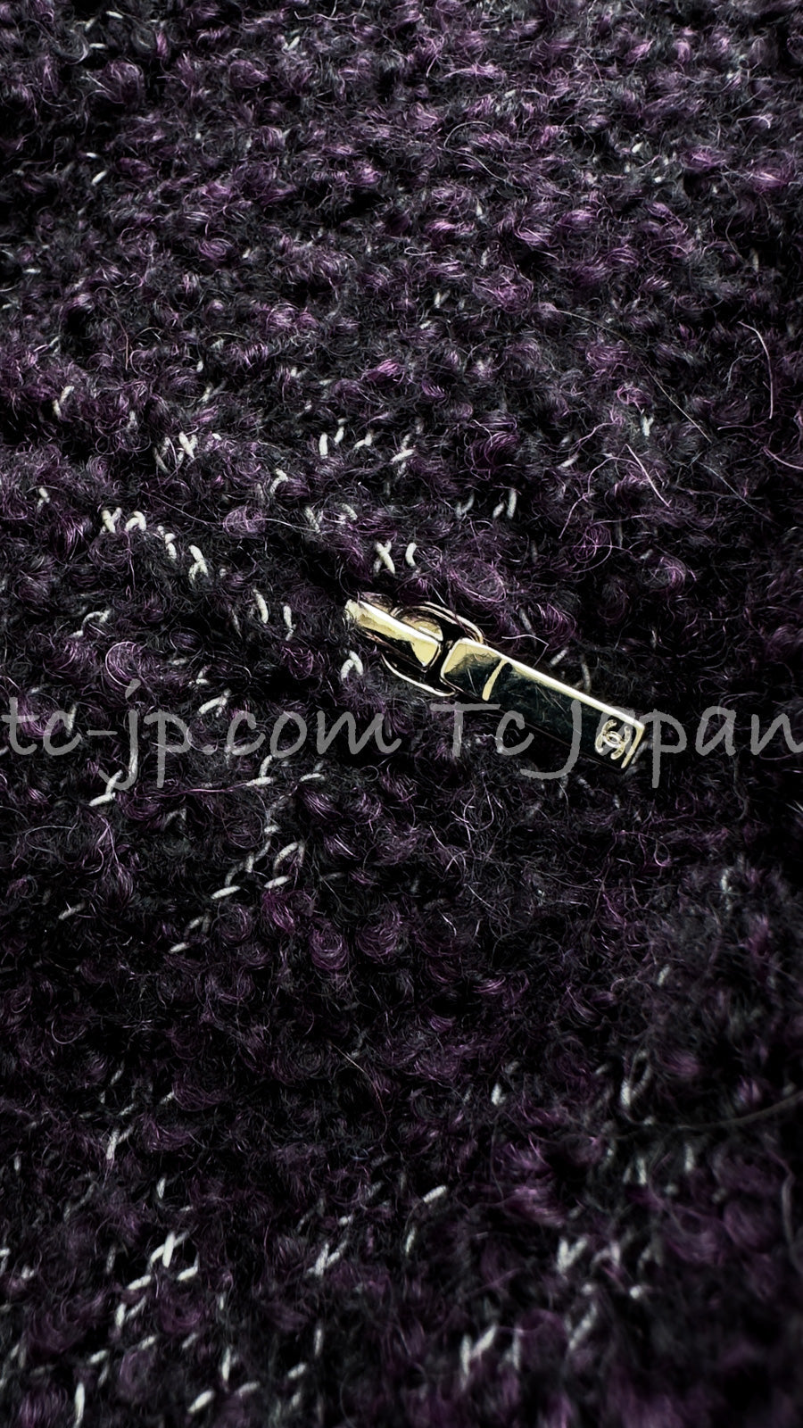 CHANEL 14A Bordeaux Wine Dark Purpke Zip up Alpaca Puffer Coat 36 シャネル ボルドーワイン ダークパープル アルパカ コットン ジッパー中綿コート 即発