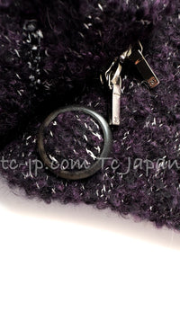 CHANEL 14A Bordeaux Wine Dark Purpke Zip up Alpaca Puffer Coat 36 シャネル ボルドーワイン ダークパープル アルパカ コットン ジッパー中綿コート 即発