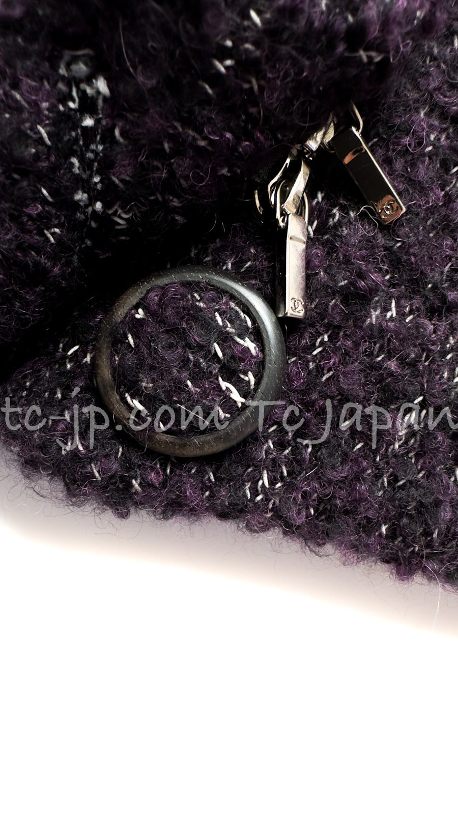 CHANEL 14A Bordeaux Wine Dark Purpke Zip up Alpaca Puffer Coat 36 シャネル ボルドーワイン ダークパープル アルパカ コットン ジッパー中綿コート 即発