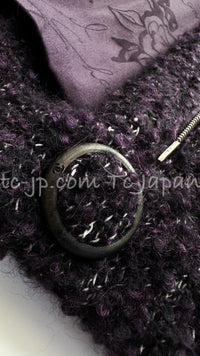 CHANEL 14A Bordeaux Wine Dark Purpke Zip up Alpaca Puffer Coat 36 シャネル ボルドーワイン ダークパープル アルパカ コットン ジッパー中綿コート 即発