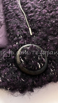 CHANEL 14A Bordeaux Wine Dark Purpke Zip up Alpaca Puffer Coat 36 シャネル ボルドーワイン ダークパープル アルパカ コットン ジッパー中綿コート 即発