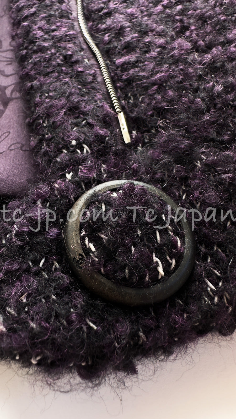 CHANEL 14A Bordeaux Wine Dark Purpke Zip up Alpaca Puffer Coat 36 シャネル ボルドーワイン ダークパープル アルパカ コットン ジッパー中綿コート 即発