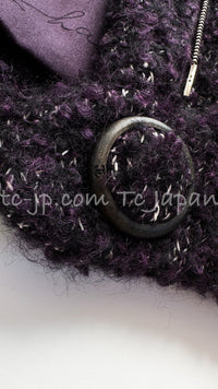 CHANEL 14A Bordeaux Wine Dark Purpke Zip up Alpaca Puffer Coat 36 シャネル ボルドーワイン ダークパープル アルパカ コットン ジッパー中綿コート 即発