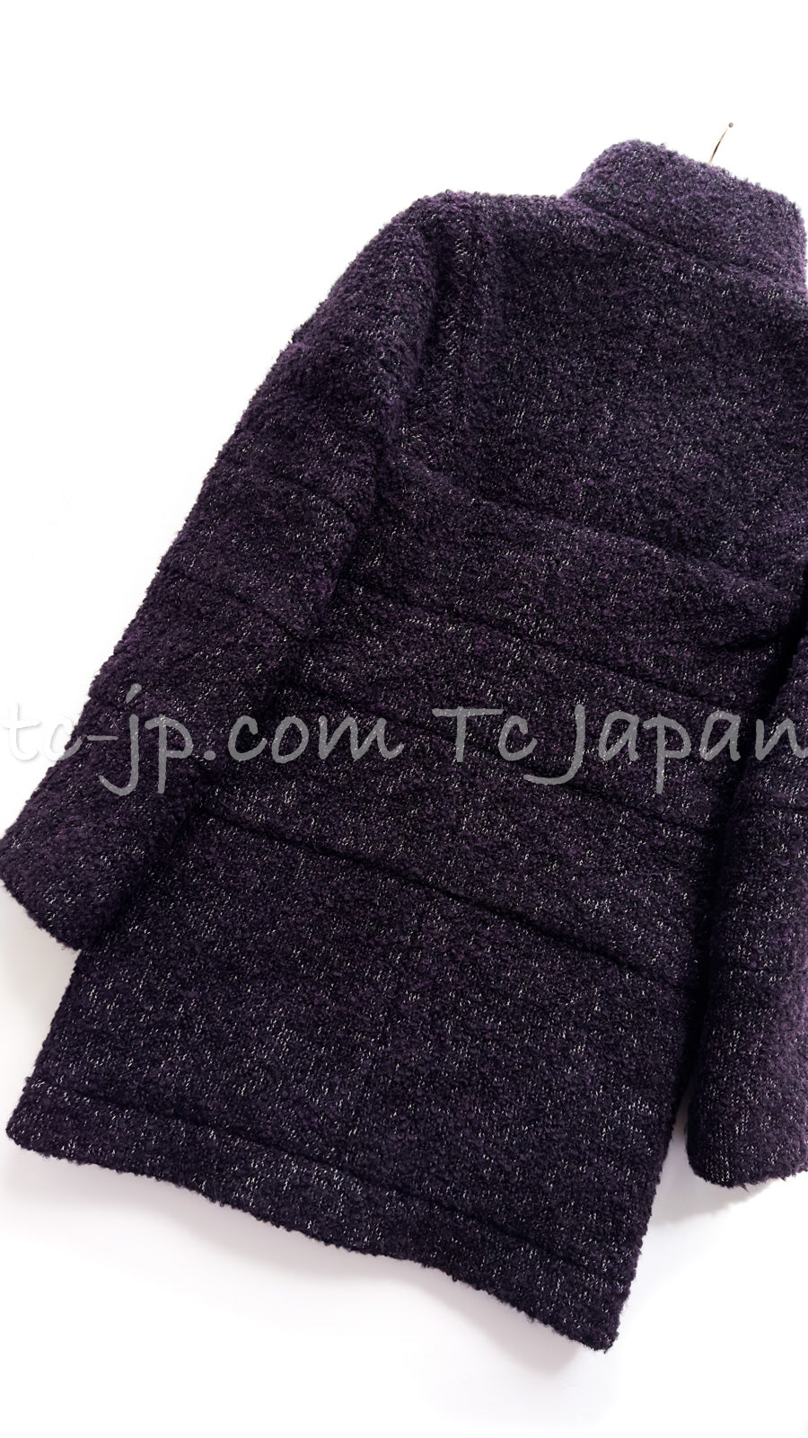 CHANEL 14A Bordeaux Wine Dark Purpke Zip up Alpaca Puffer Coat 36 シャネル ボルドーワイン ダークパープル アルパカ コットン ジッパー中綿コート 即発