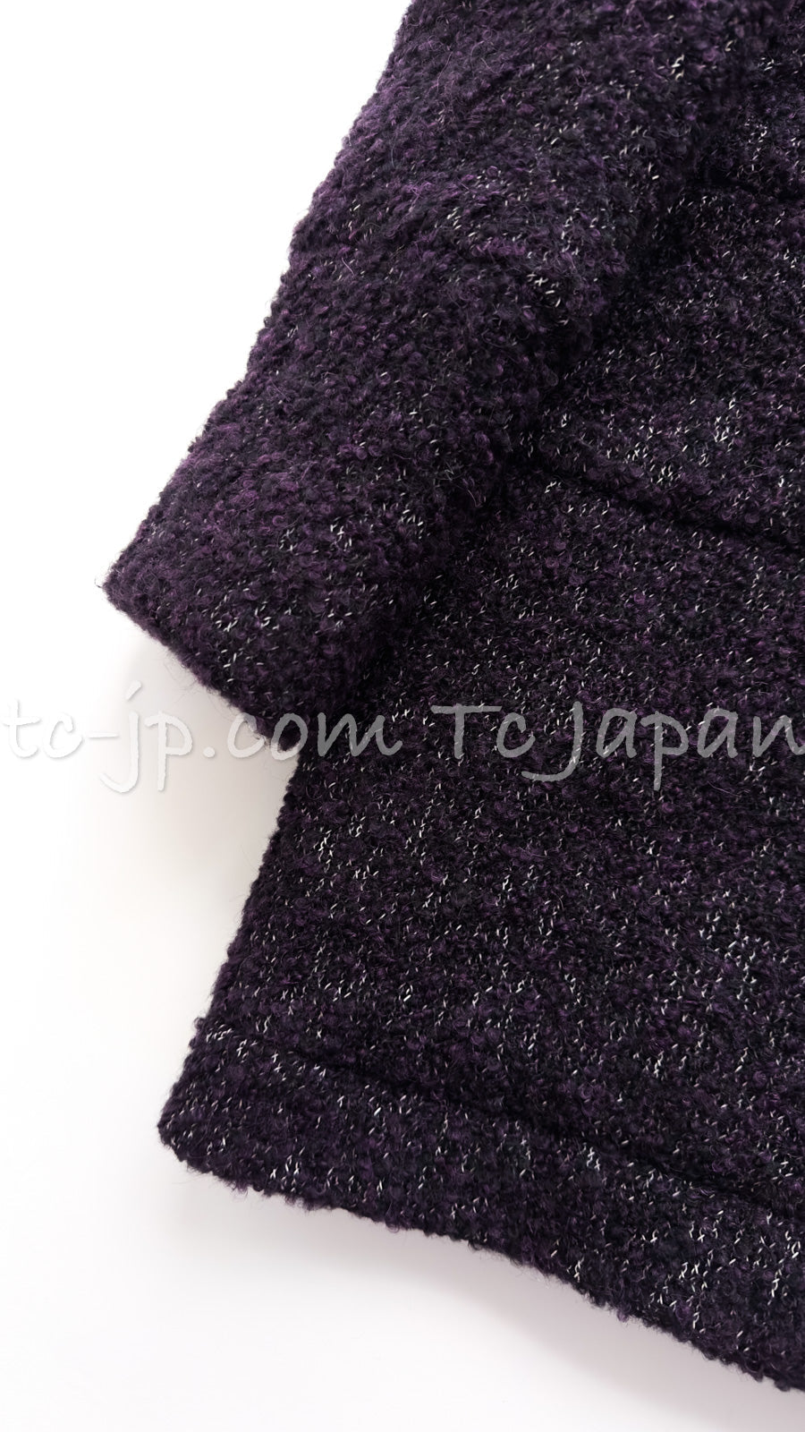 CHANEL 14A Bordeaux Wine Dark Purpke Zip up Alpaca Puffer Coat 36 シャネル ボルドーワイン ダークパープル アルパカ コットン ジッパー中綿コート 即発