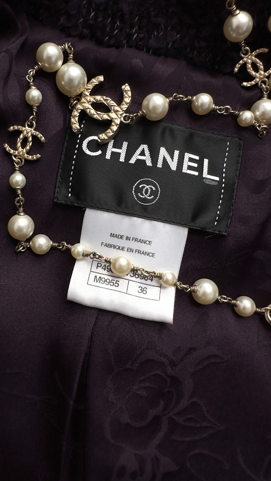 CHANEL 14A Bordeaux Wine Dark Purpke Zip up Alpaca Puffer Coat 36 シャネル ボルドーワイン ダークパープル アルパカ コットン ジッパー中綿コート 即発