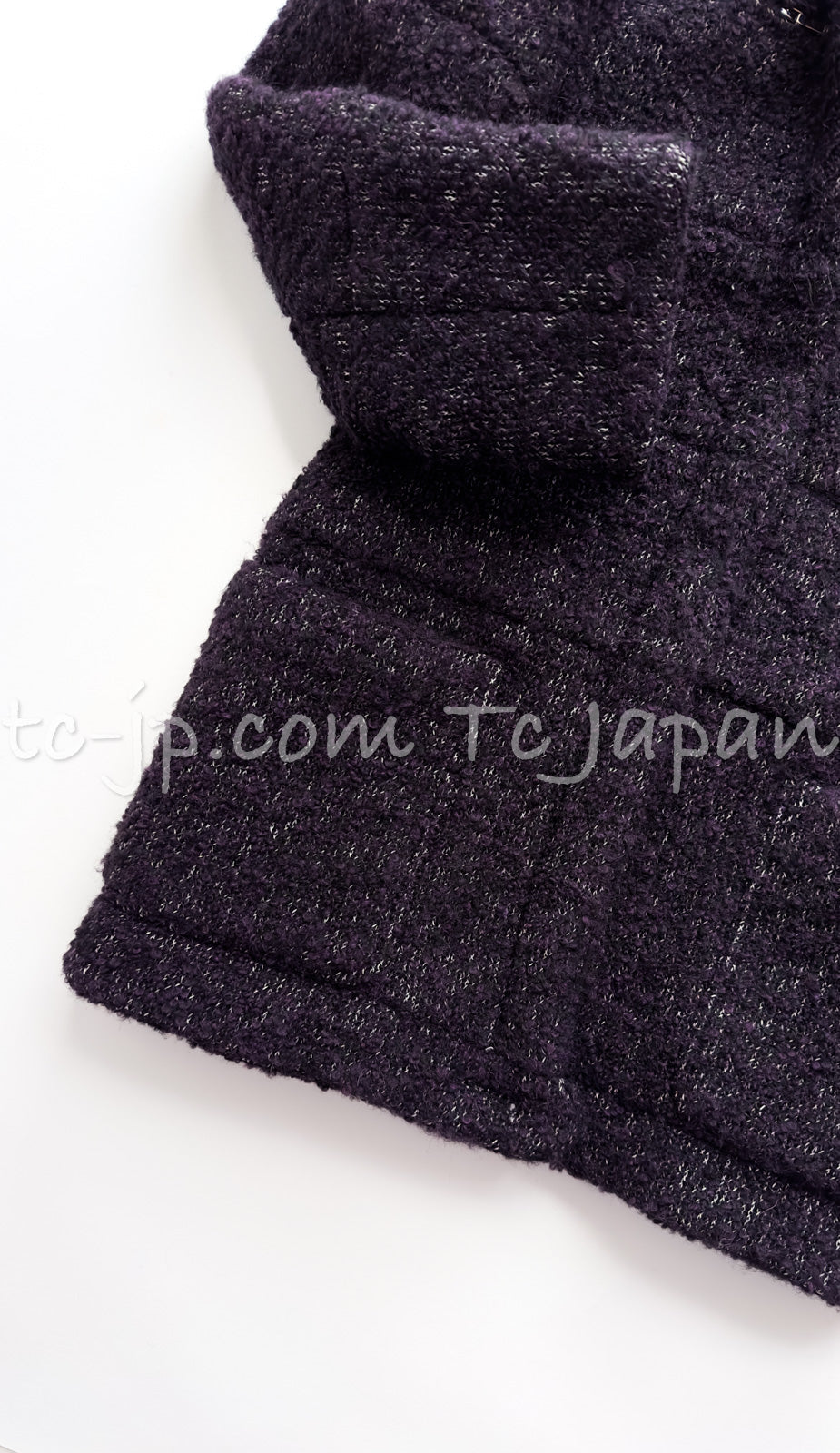 CHANEL 14A Bordeaux Wine Dark Purpke Zip up Alpaca Puffer Coat 36 シャネル ボルドーワイン ダークパープル アルパカ コットン ジッパー中綿コート 即発