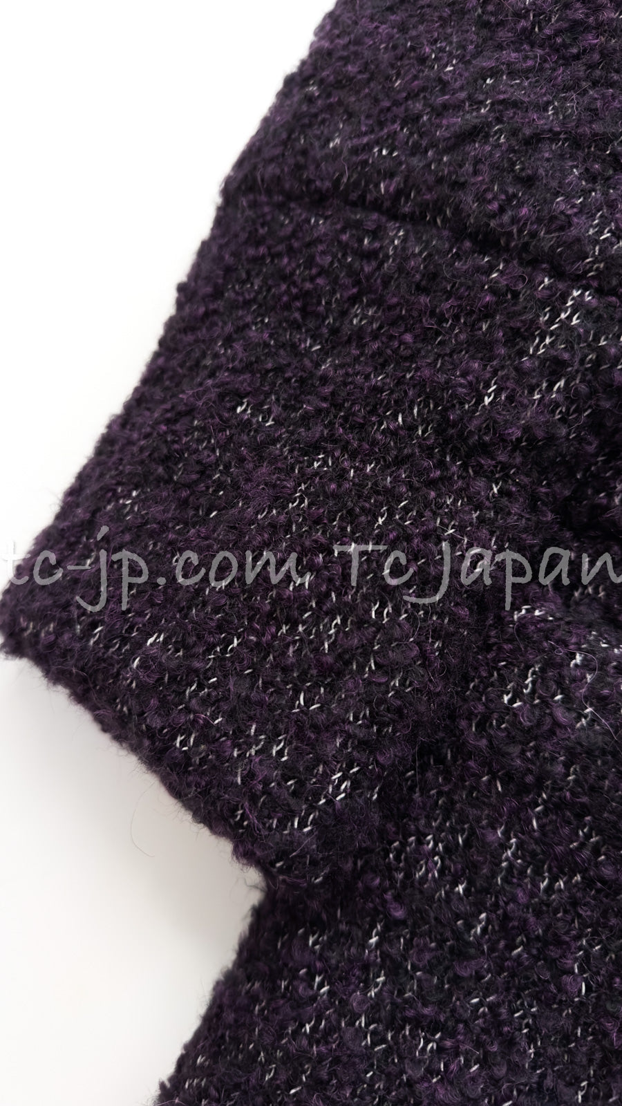 CHANEL 14A Bordeaux Wine Dark Purpke Zip up Alpaca Puffer Coat 36 シャネル ボルドーワイン ダークパープル アルパカ コットン ジッパー中綿コート 即発