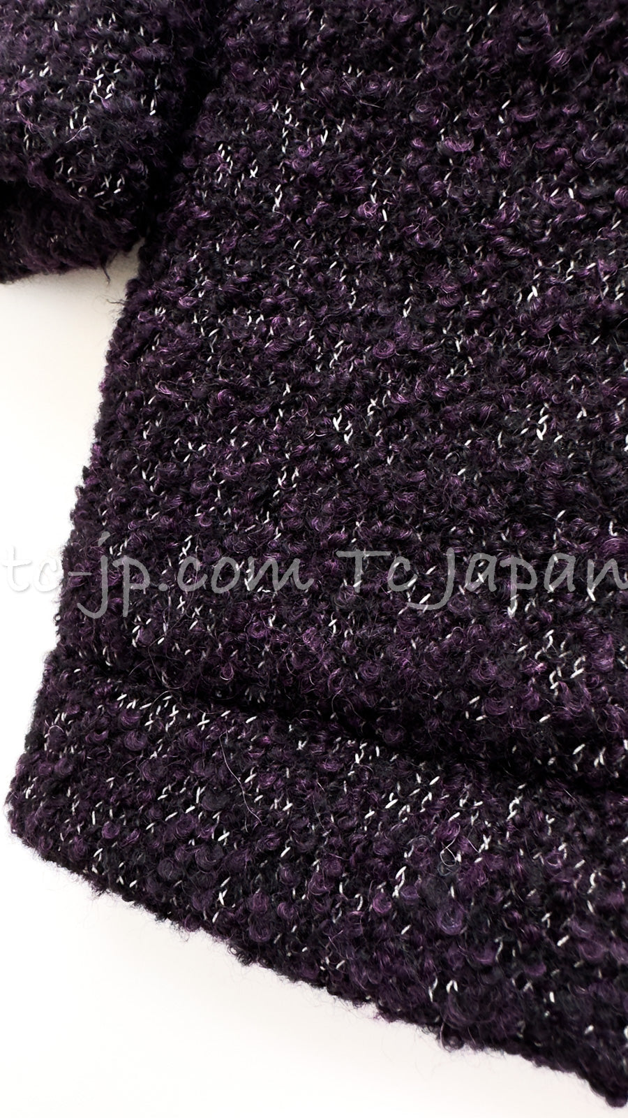 CHANEL 14A Bordeaux Wine Dark Purpke Zip up Alpaca Puffer Coat 36 シャネル ボルドーワイン ダークパープル アルパカ コットン ジッパー中綿コート 即発