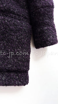 CHANEL 14A Bordeaux Wine Dark Purpke Zip up Alpaca Puffer Coat 36 シャネル ボルドーワイン ダークパープル アルパカ コットン ジッパー中綿コート 即発