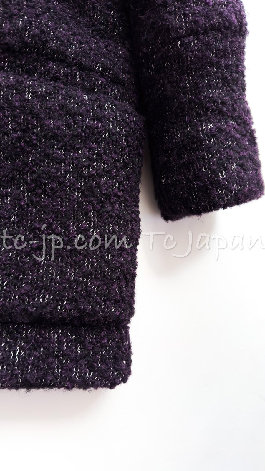 CHANEL 14A Bordeaux Wine Dark Purpke Zip up Alpaca Puffer Coat 36 シャネル ボルドーワイン ダークパープル アルパカ コットン ジッパー中綿コート 即発