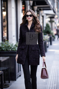 CHANEL 14A Bordeaux Wine Dark Purpke Zip up Alpaca Puffer Coat 36 シャネル ボルドーワイン ダークパープル アルパカ コットン ジッパー 中綿 コート 即発