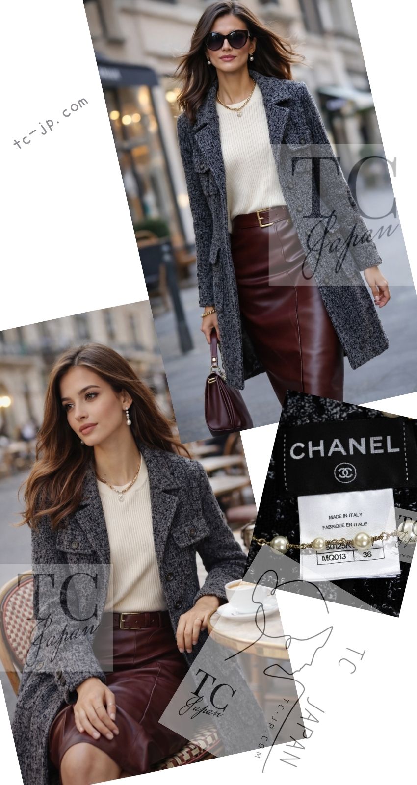 CHANEL 14B Gray Black Lion Button Cotton Coat 38 40 シャネル グレー ブラック ライオン ボタン コットン コート 即発