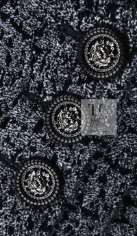 CHANEL 14B Gray Black Lion Button Cotton Coat 38 40 シャネル グレー ブラック ライオン ボタン コットン コート 即発