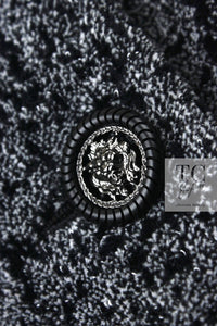 CHANEL 14B Gray Black Lion Button Cotton Coat 38 40 シャネル グレー ブラック ライオン ボタン コットン コート 即発