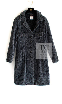 CHANEL 14B Gray Black Lion Button Cotton Coat 38 40 シャネル グレー ブラック ライオン ボタン コットン コート 即発