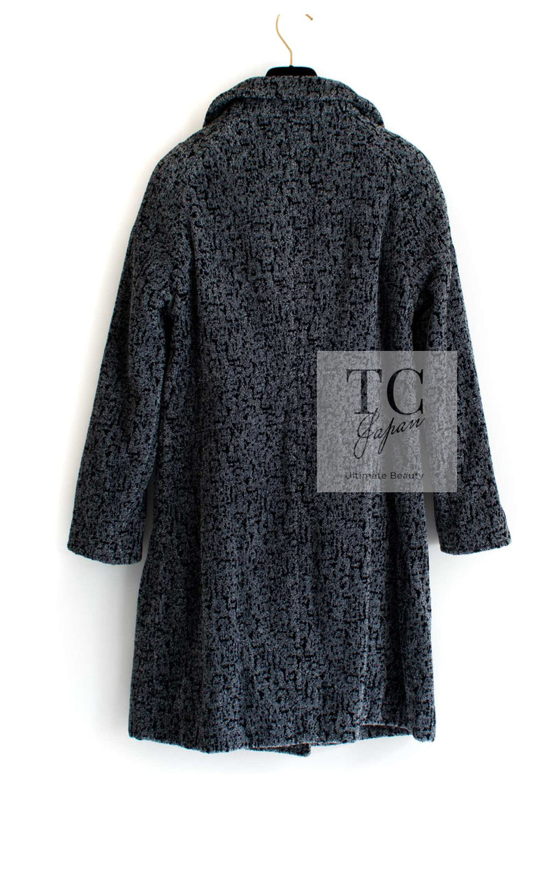 CHANEL 14B Gray Black Lion Button Cotton Coat 38 40 シャネル グレー ブラック ライオン ボタン コットン コート 即発