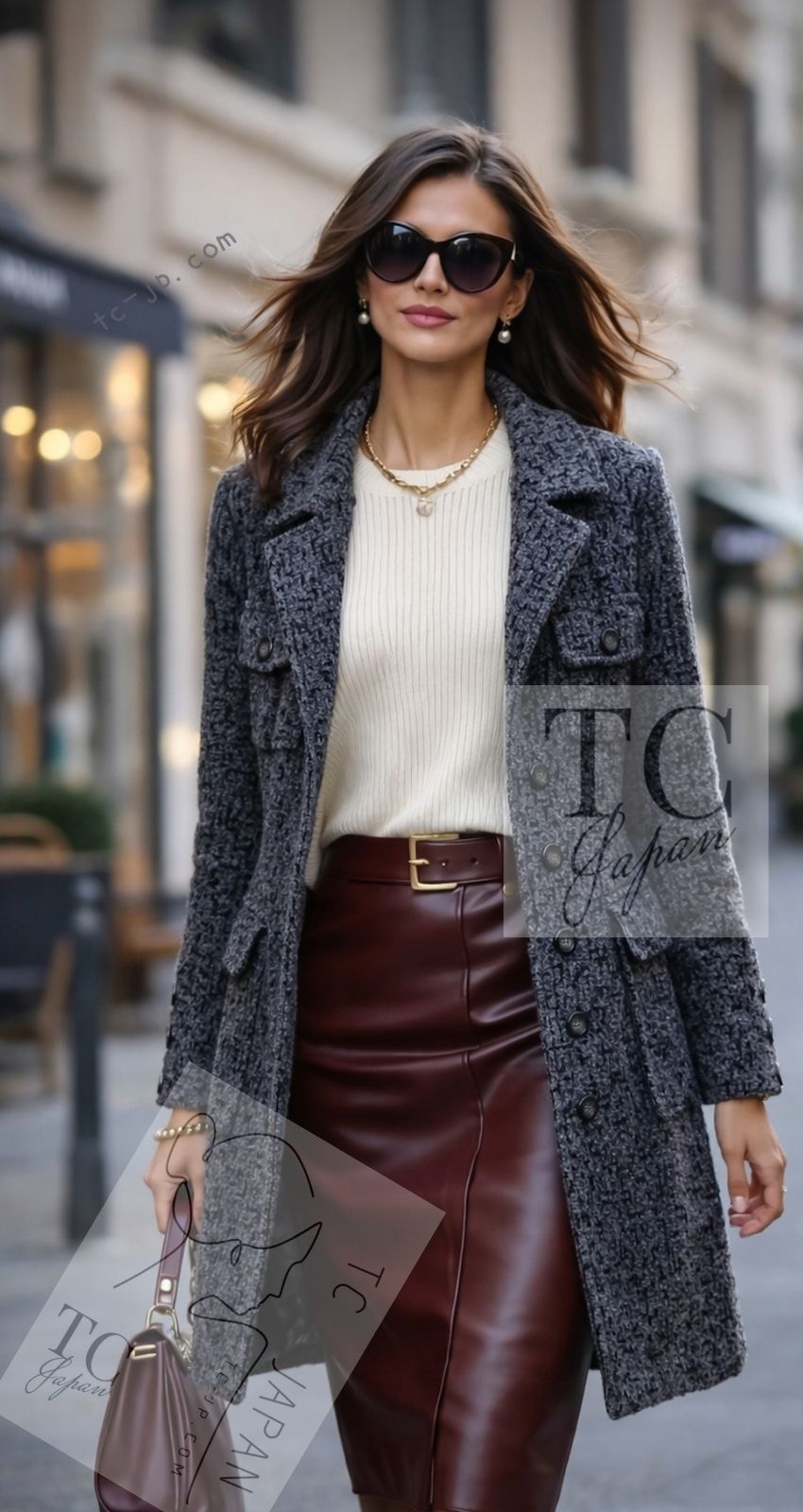 CHANEL 14B Gray Black Lion Button Cotton Coat 38 40 シャネル グレー ブラック ライオン ボタン コットン コート 即発