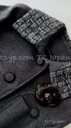 CHANEL 14B Gray Metallic Wool Cashmere Coat 36 38 40 シャネル グレー メタリック ウール カシミア ふんわり 艶やか ツイード コート 即発