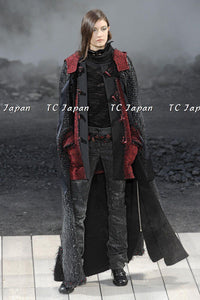 CHANEL 11A Red Black Wool Hooded Duffle Tweed Coat 38 44 46 シャネル レッド ブラック ウール フード ツイード コート 即発
