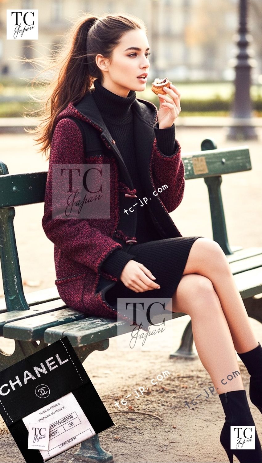 CHANEL 11A Red Black Wool Hooded Duffle Tweed Coat 38 44 46 シャネル レッド ブラック ウール フード ツイード コート 即発