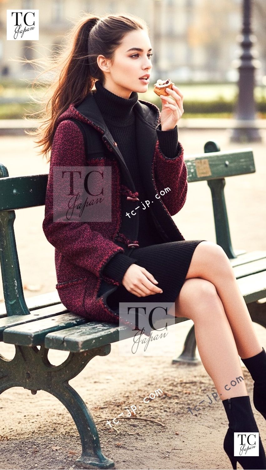 CHANEL 11A Black Gray Wool Hooded Duffle Tweed Coat 36 38 シャネル ブラック グレー ウール ダッフル フード ツイード コート 即発 - TC JAPAN