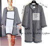 CHANEL 14S Black White Chain Trimming Knit Cardigan Coat 38 40 シャネル ブラック ホワイト チェーントリム チェック 柄 ニット カーディガン コート 即発