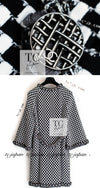 CHANEL 14S Black White Chain Trimming Knit Cardigan Coat 38 40 シャネル ブラック ホワイト チェーントリム チェック 柄 ニット カーディガン コート 即発