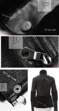 CHANEL 10A Black Leather Lambskin Coat Jacket 40 シャネル ブラック ラムスキン レザー コート ジャケット 即発