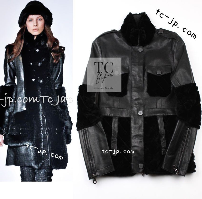 CHANEL 10A Black Leather Lambskin Coat Jacket 40 シャネル ブラック ラムスキン レザー コート ジャケット 即発