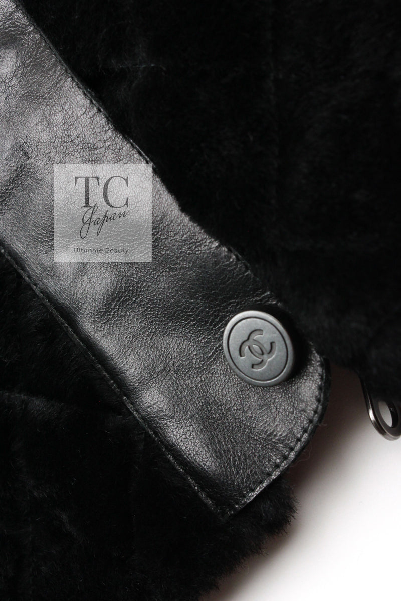 CHANEL 10A Black Leather Lambskin Coat Jacket 40 シャネル ブラック ラムスキン レザー コート ジャケット 即発