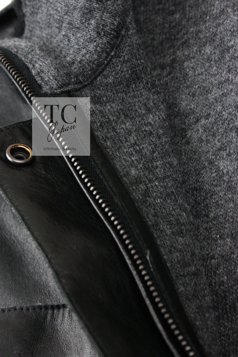 CHANEL 10A Black Leather Lambskin Coat Jacket 40 シャネル ブラック ラムスキン レザー コート ジャケット 即発