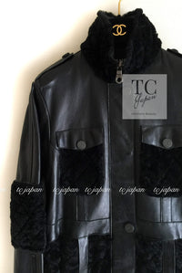 CHANEL 10A Black Leather Lambskin Coat Jacket 40 シャネル ブラック ラムスキン レザー コート ジャケット 即発