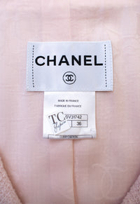 CHANEL 13C Pink Trim Stand Collar Cotton Jacket Coat Cloisonne CC Button 36 11